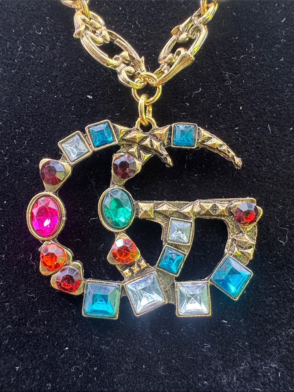 Gold-Tone Multicolor crystals Pendant Necklace